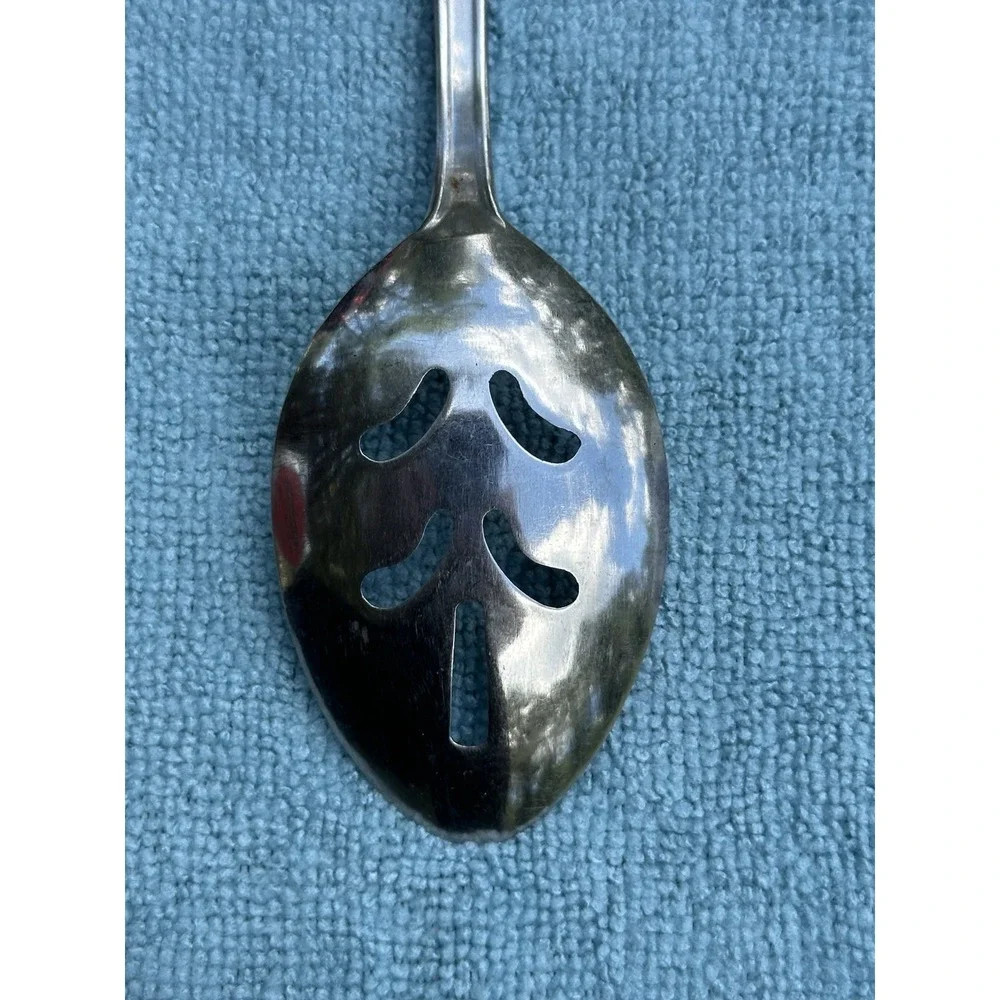Rogers Floral Mist Pierced Serving Spoon Stainless Korea Discontinued Flatware
